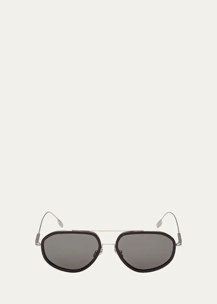 Men's Double-Bridge Titanium Aviator Sunglasses