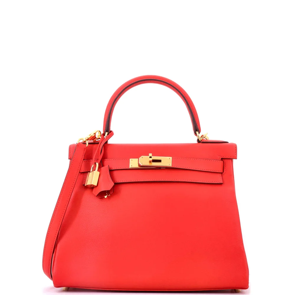 Pre-Owned Kelly Handbag Rouge Tomate Evercolor with Gold Hardware 28