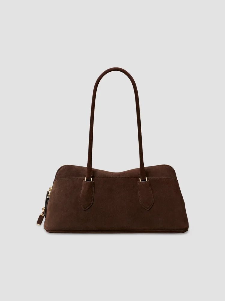 Lock Suede East-West Satchel