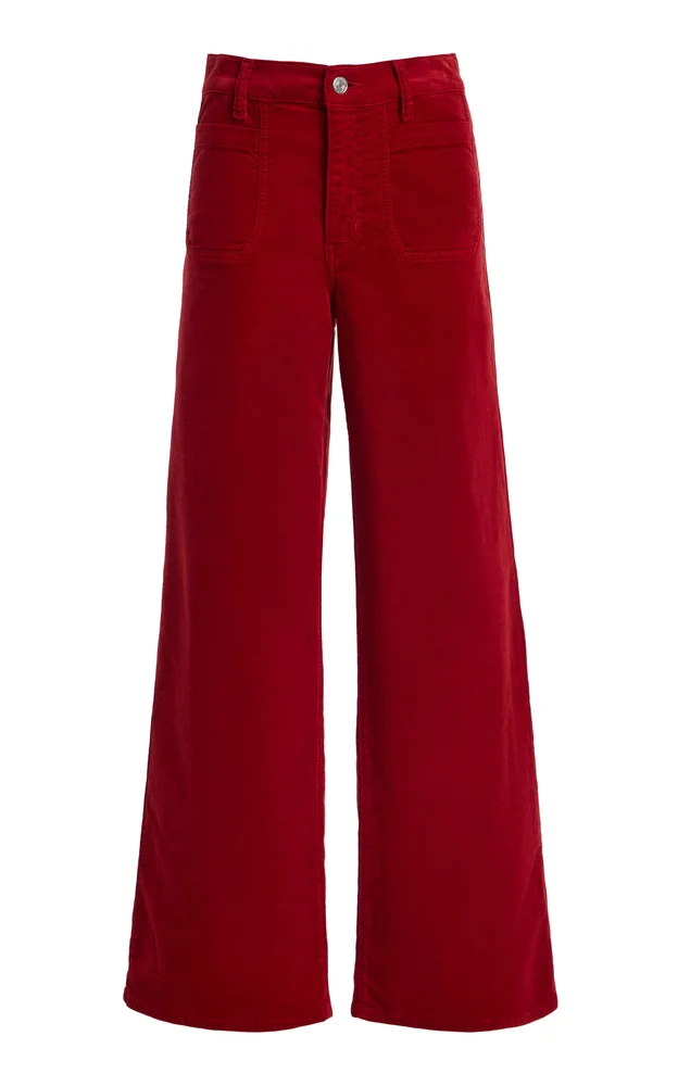 Le Slim Corduroy Mid-Rise Modernist Palazzo Jeans