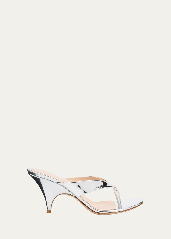 70mm Metallic Leather Thong Sandals