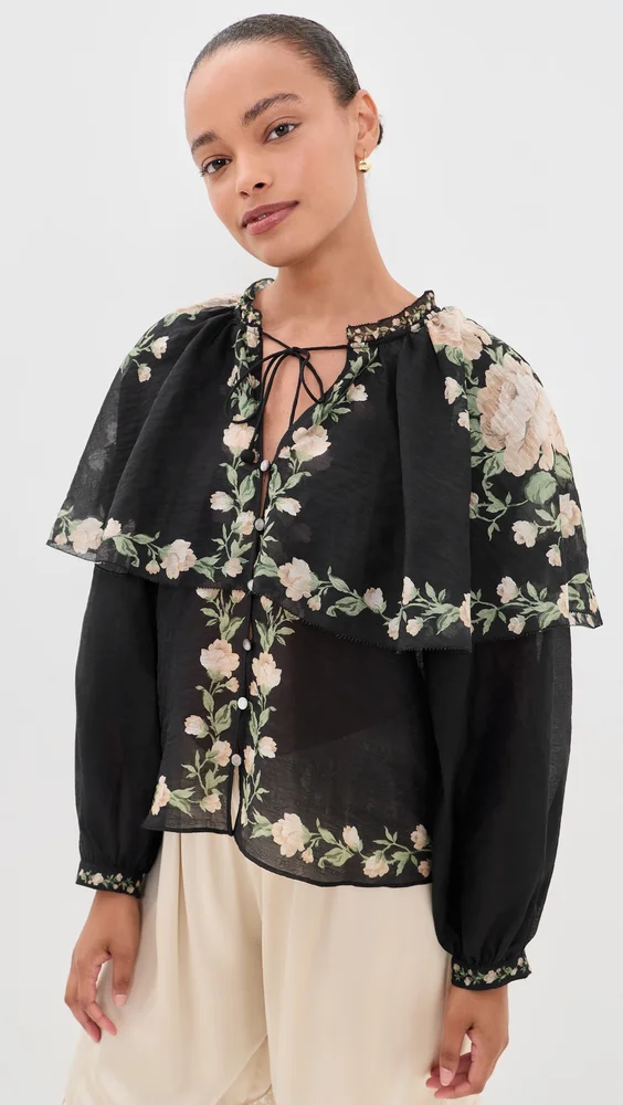 Christina Print Cape Blouse