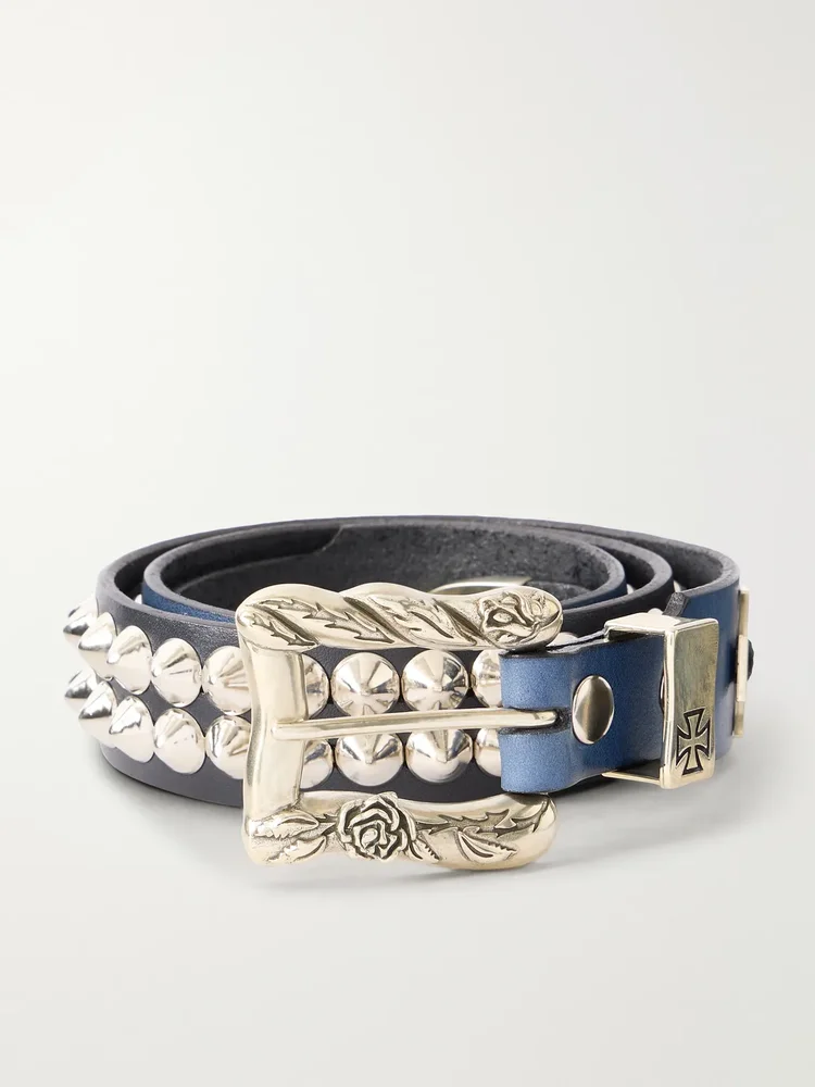 3.5cm Studded Leather Belt