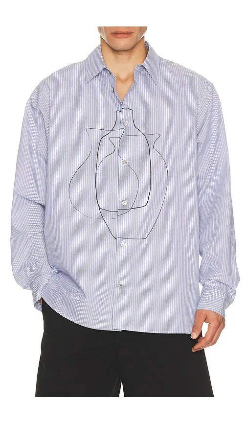 Logo-Embroidered Cotton, Linen and Ramie-Blend Shirt