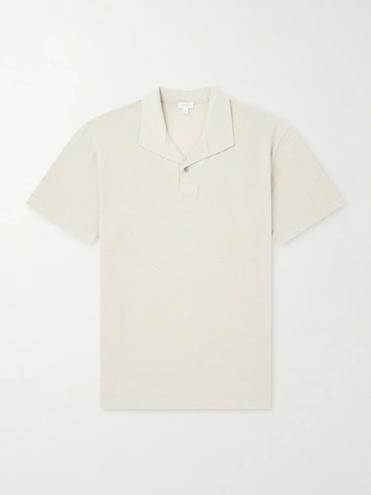 Linen-Piqué Polo Shirt