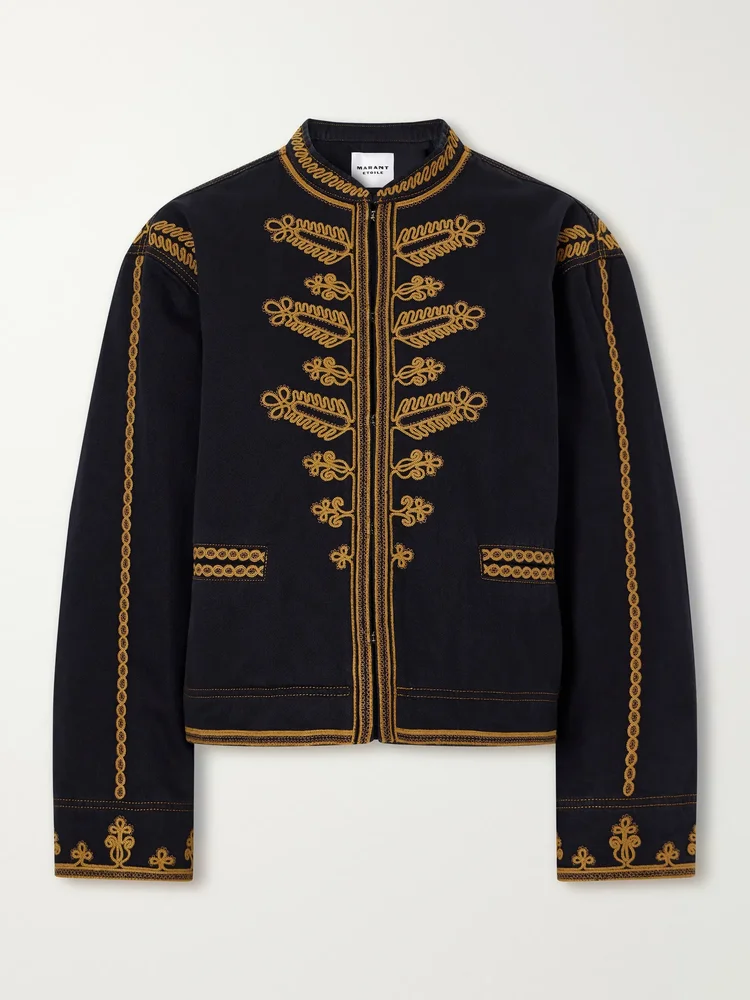 Emailia embroidered padded cotton-twill jacket