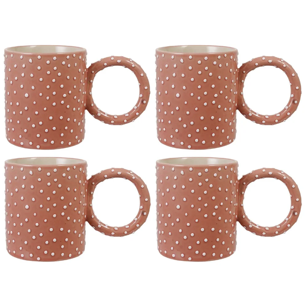Pink Stoneware Mug with Artisan Dots