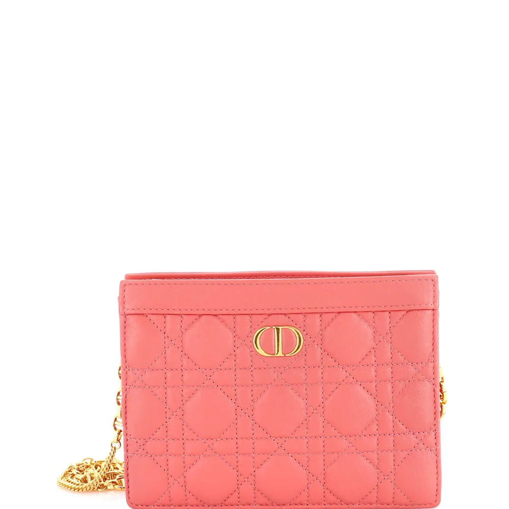Pre-Owned Caro Zipped Pouch With Chain Cannage Quilt Leather