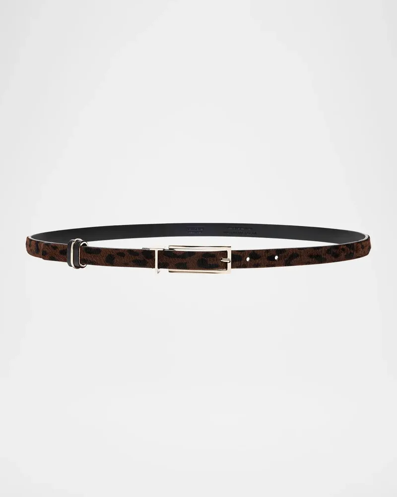Leopard-Print Calf Hair Belt