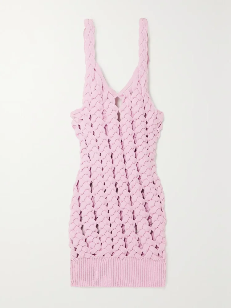 Crochet-knit mini dress