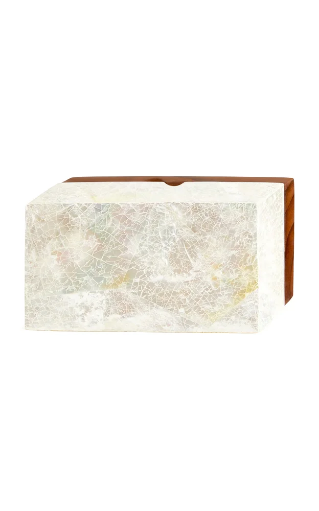 Exclusive La Isla Mya Wood And Mother of Pearl Clutch