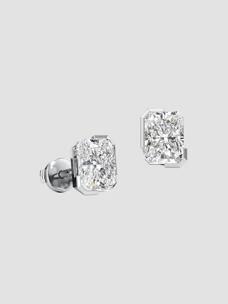 Meta 18K White Gold & 2.08 TCW Lab-Grown Diamond Radiant-Cut Stud Earrings