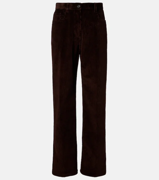 Cotton corduroy wide-leg pants