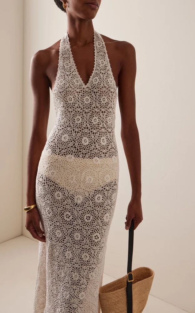 Eddie Crocheted Cotton Maxi Halter Dress