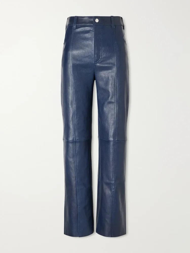 Benny paneled straight-leg leather pants