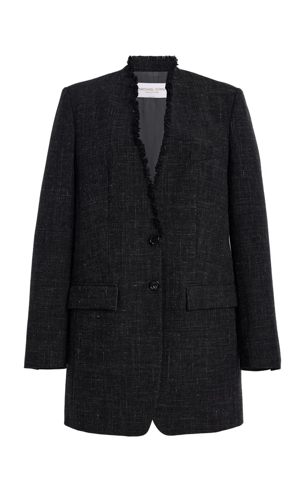 Frayed Wool-Linen Blazer
