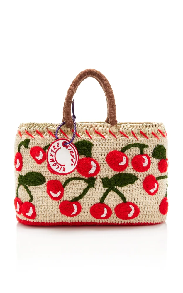 Exclusive La Isla Mon Cherry Raffia Tote Bag