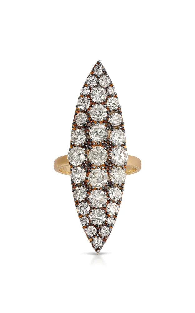 18K Yellow Gold Blackened Diamond Ring