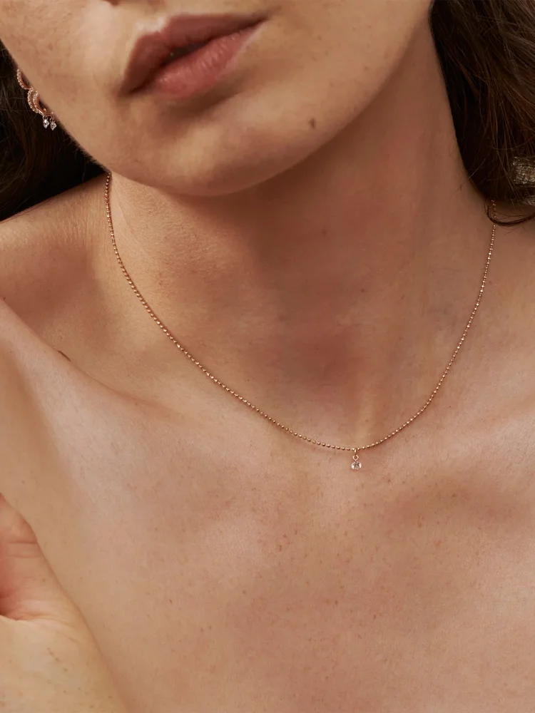 Pierced Diamond Ball Chain Necklace