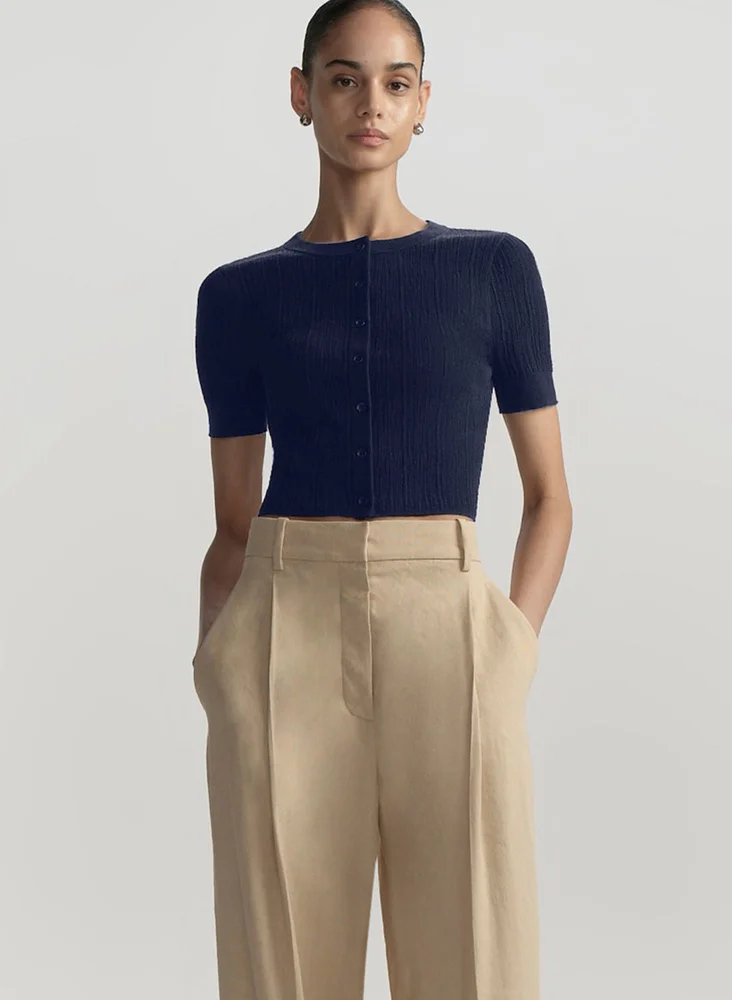 Lottie Fine Cotton Cropped Cardigan