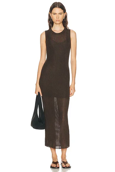Icaria Loose Fit Semi Transparent Sleeveless Midi Dress