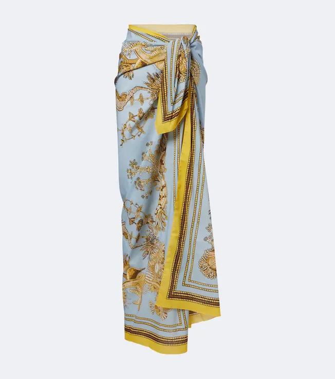 Printed cotton beach cover-up