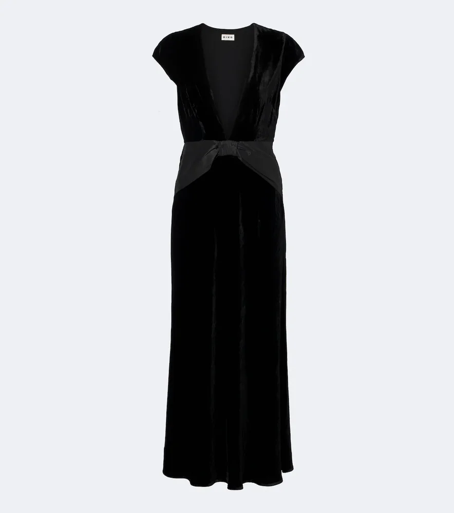 Arlette draped velvet midi dress