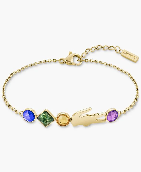 Gold-Tone Deva Multicolor Stone Charm Bracelet