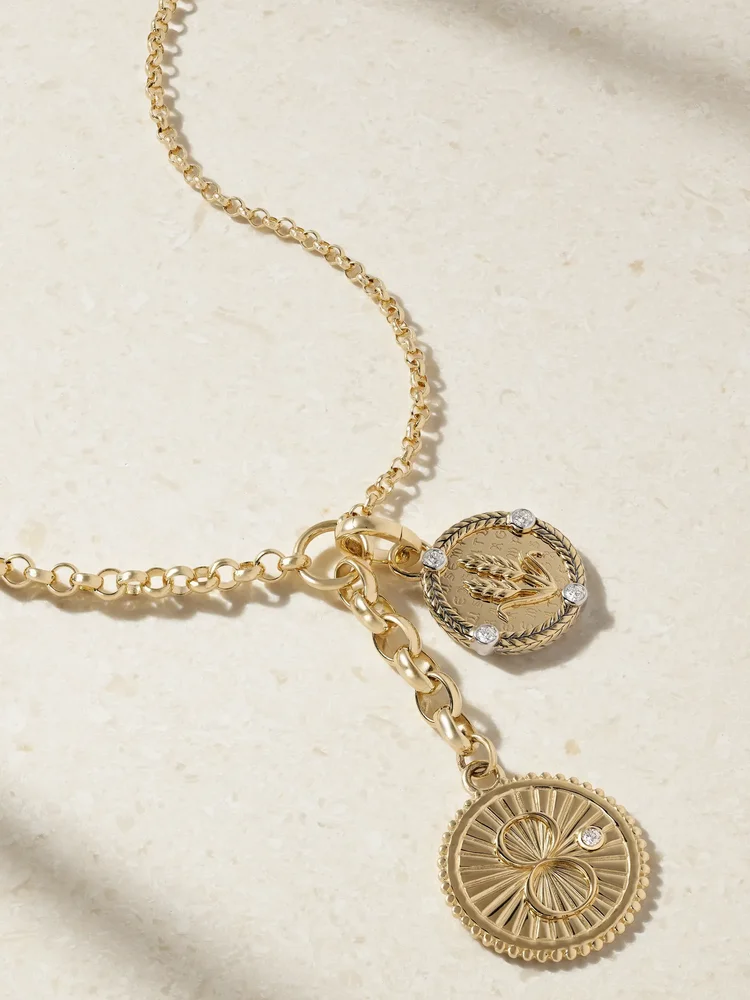 Karma + Infinite Gratitude + Medium Mixed Belcher 18-karat gold diamond necklace