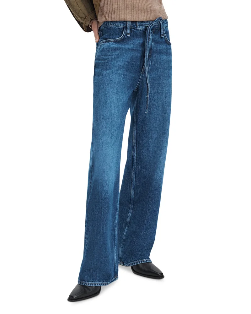 Phoebe Cotton Drawstring Wide Leg Jeans in Floyd