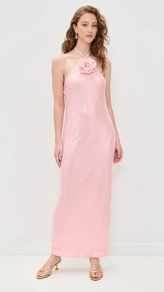 Rose Haltered Sequins Maxi Dress