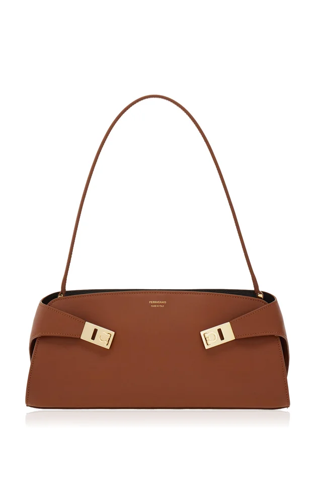 Hug East/West Leather Shoulder Bag