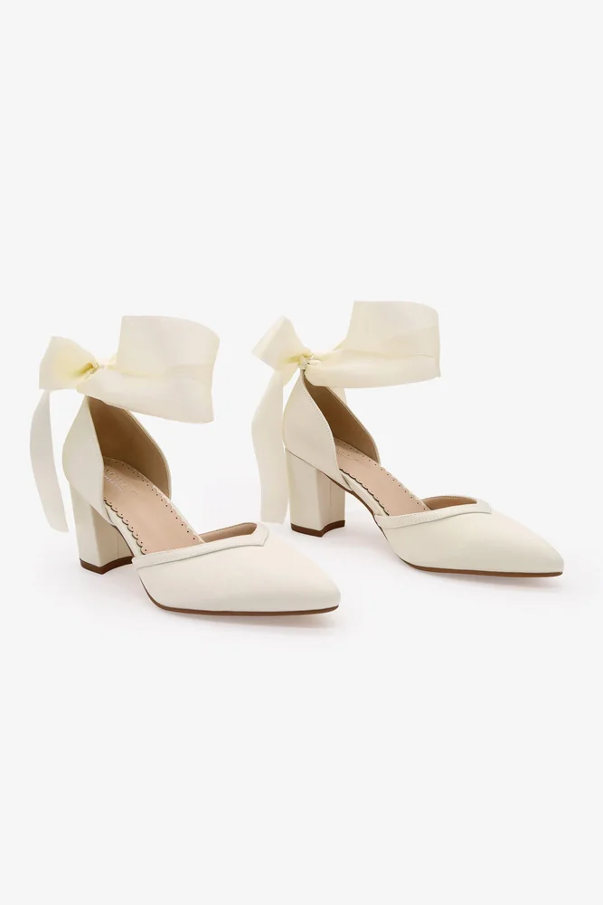 Sally Satin Block Heel with Wrapped Satin Tie