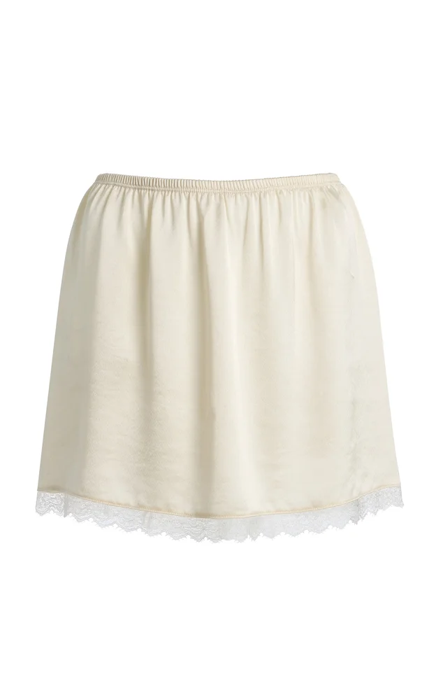 Barb Lace-Trimmed Satin Mini Skirt