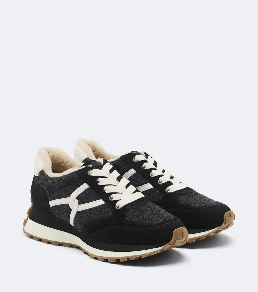 Valentina suede-trimmed sneakers