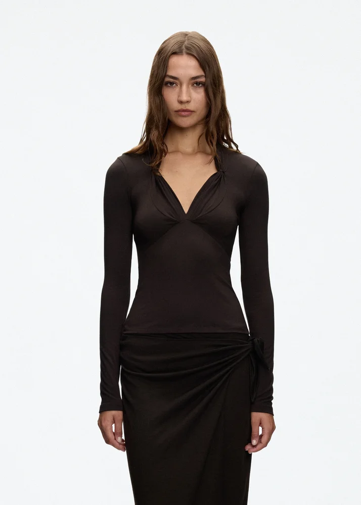 Pleated Diamond Top in Chocolate