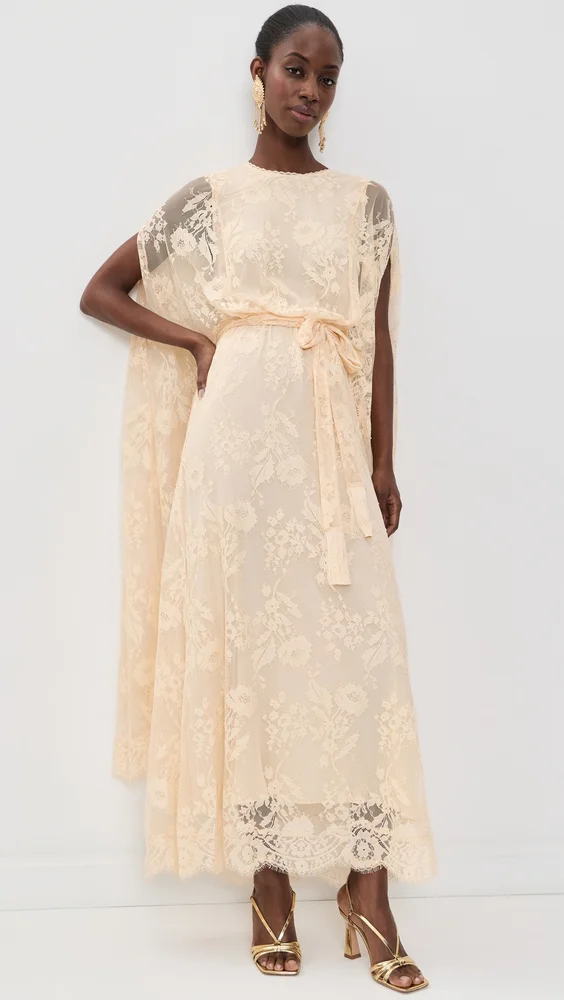 Valiant Lace Caped Maxi Dress