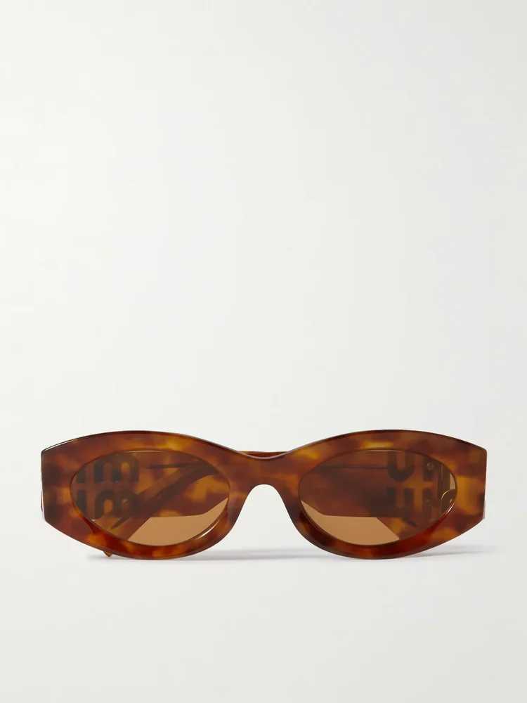 Miu Miu Glimpse Oval-Frame Tortoiseshell Acetate Sunglasses