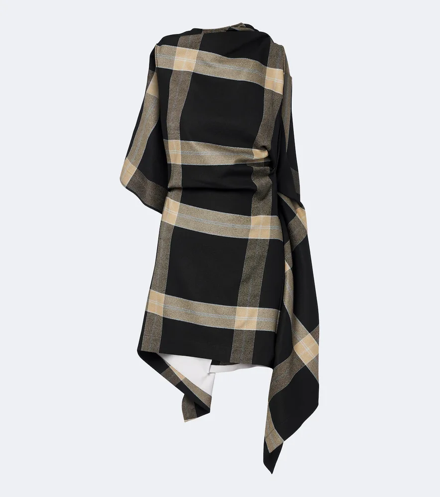 Caped checked minidress