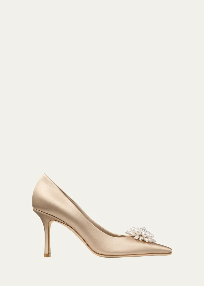 85mm Ines Pearly Satin Pumps