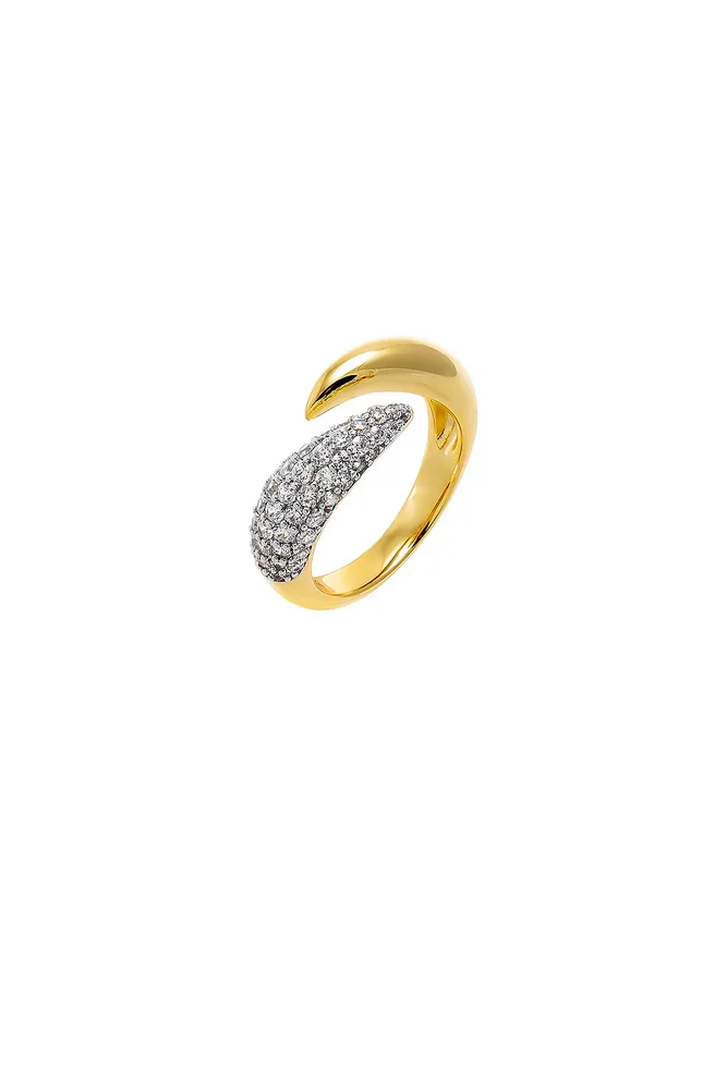 Pave Horn Wrap Pinky Ring