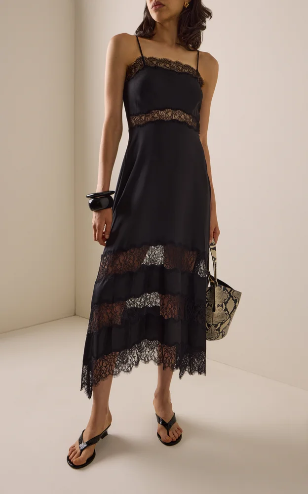 Coco Lace-Trimmed Silk Maxi Dress