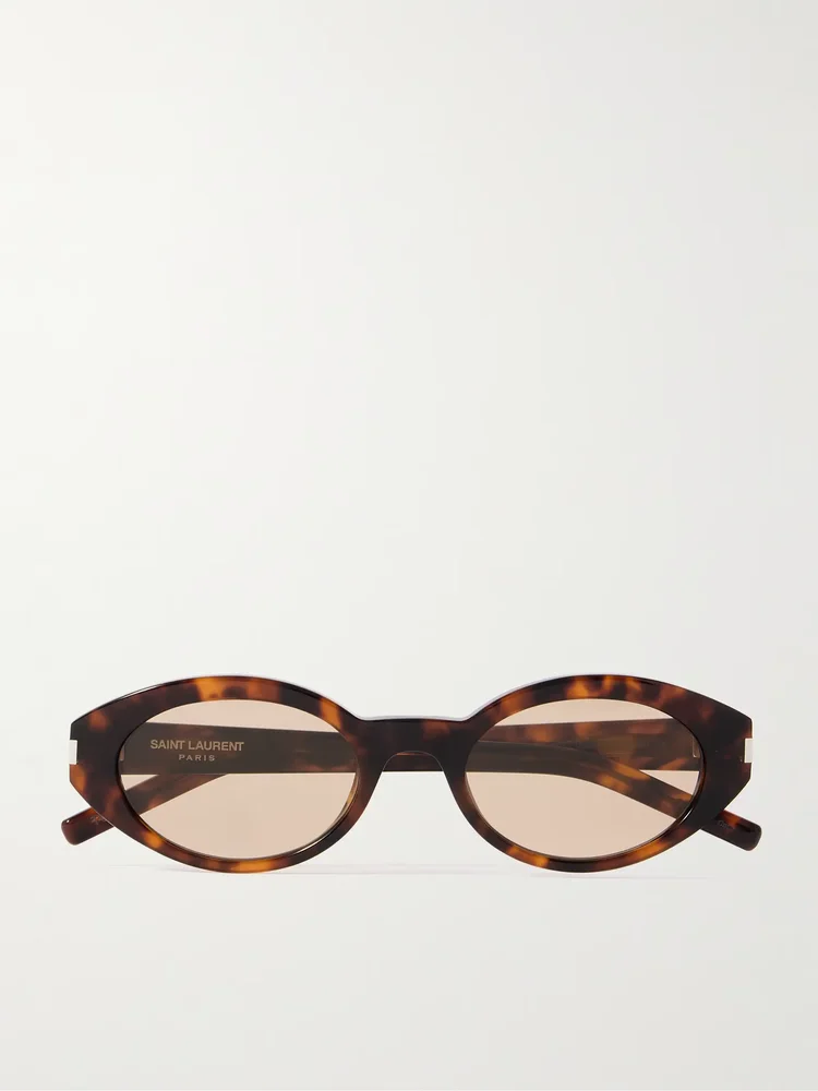 Oval-frame tortoiseshell acetate sunglasses