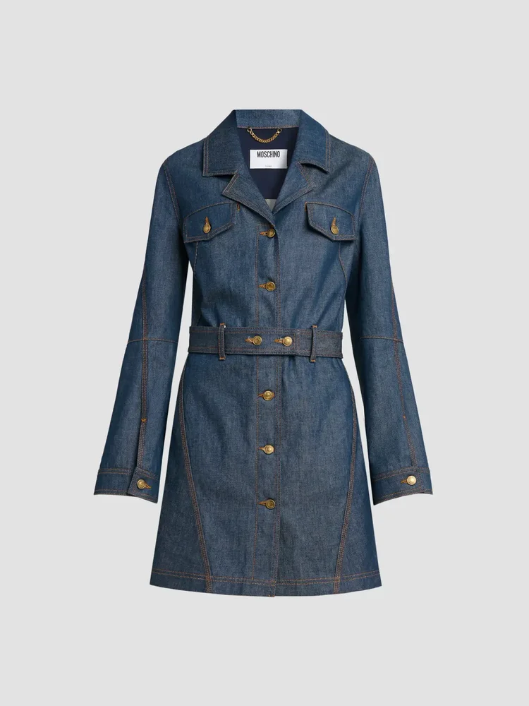 Denim Belted Trench Coat