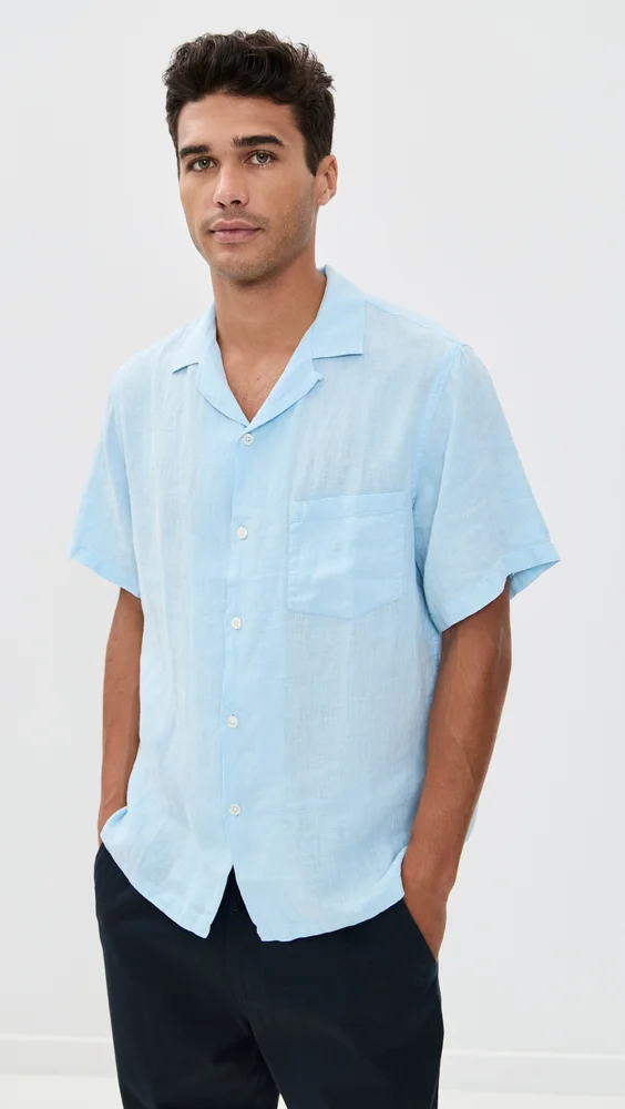 Linen Camp Collar Shirt (Sky)