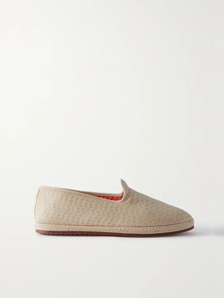 Laguna Furlane matelasse linen-canvas slippers
