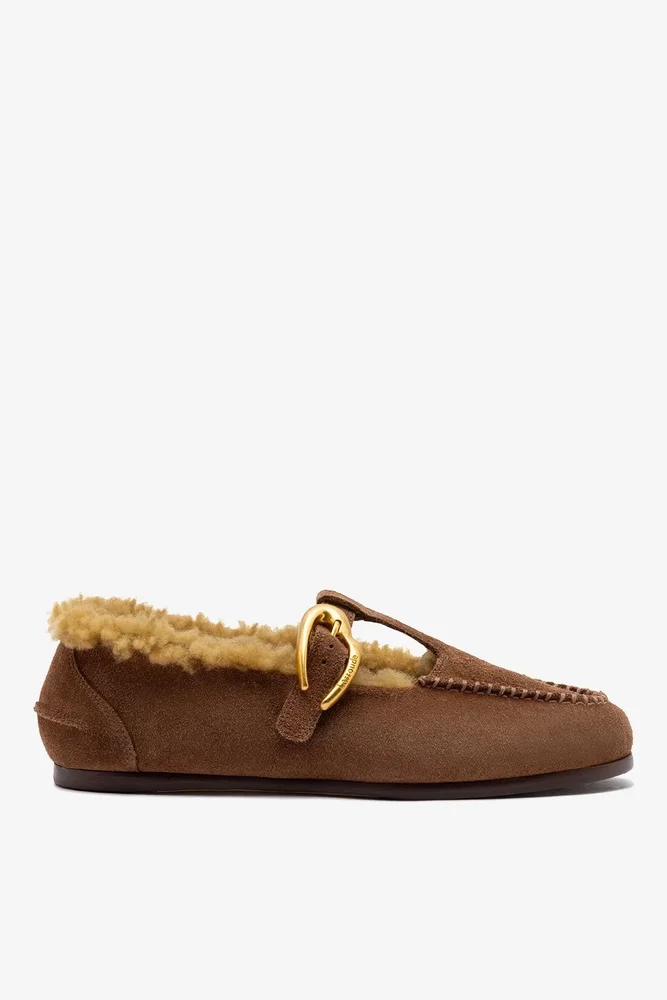 Hydra Shearling Moccasin in Burnt Umber