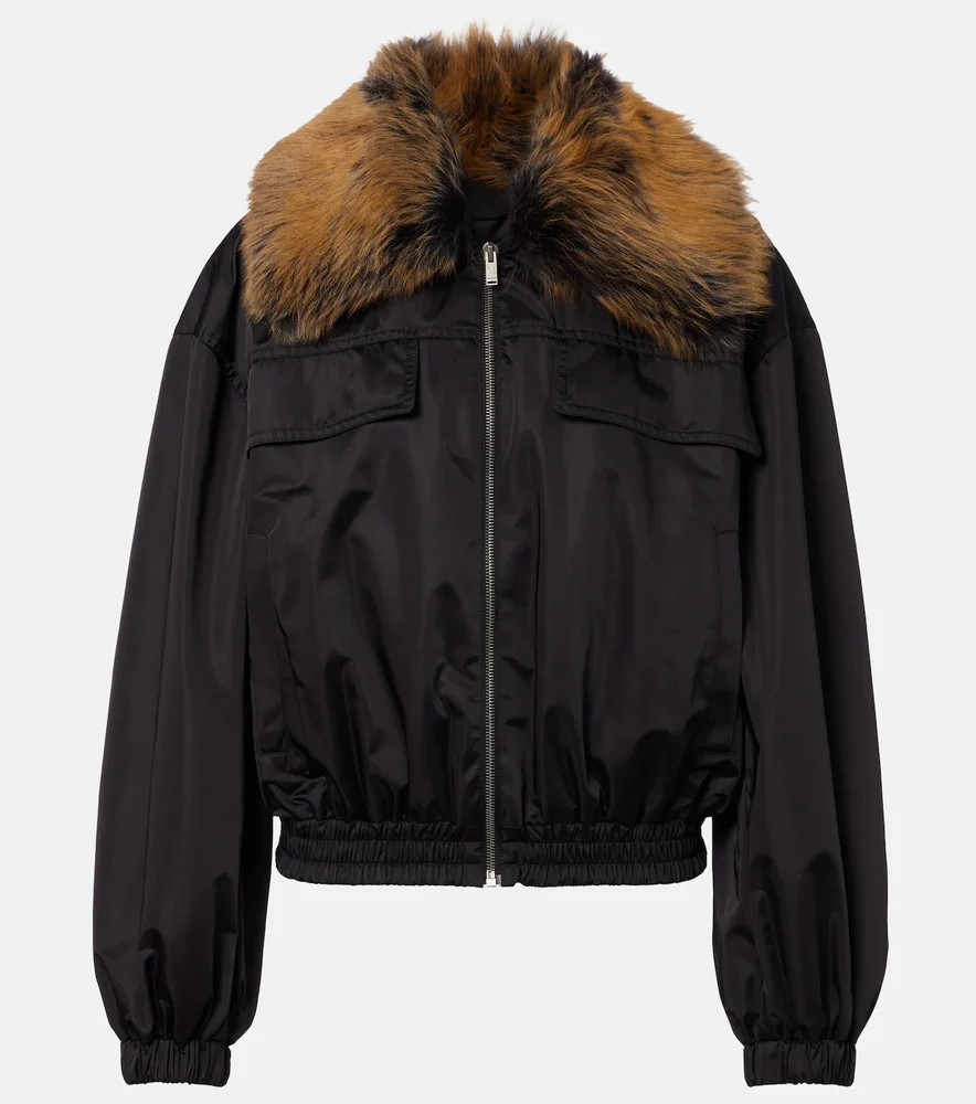 Shearling-trimmed blouson jacket