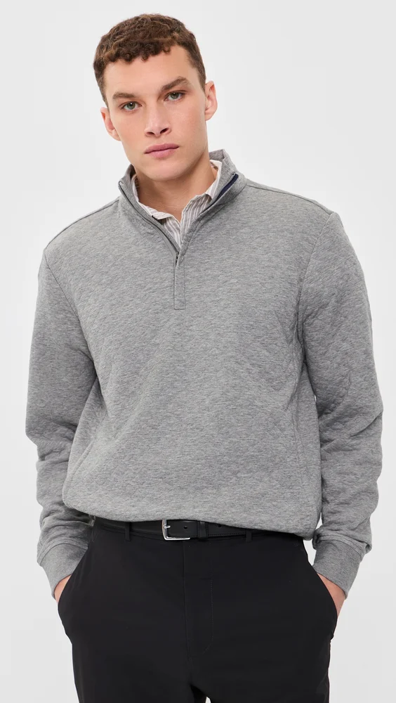 Quilted Double Knit Quarter Zip Pullover