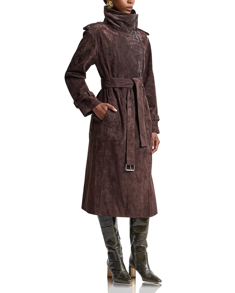 Suede Belted Trench Coat